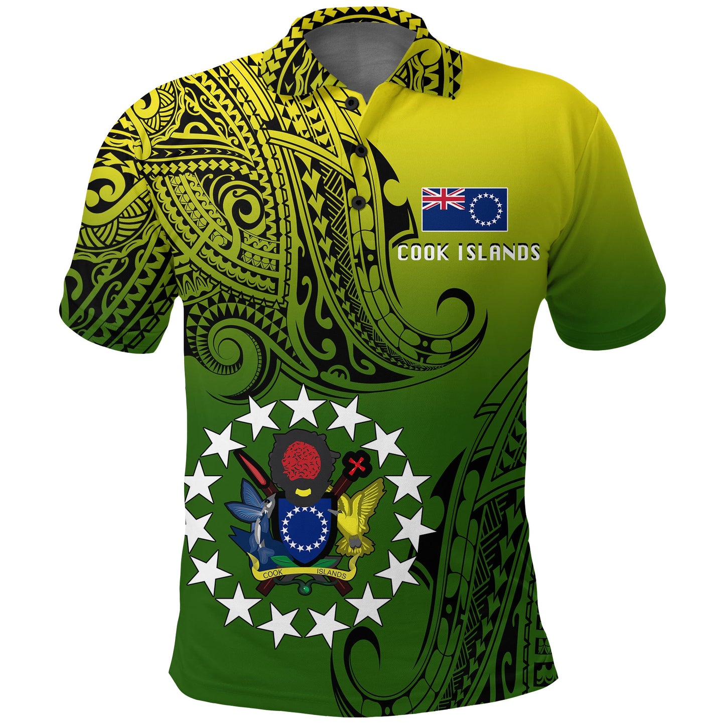Cook Islands Patterns With Coat Of Arms Polo Shirt -