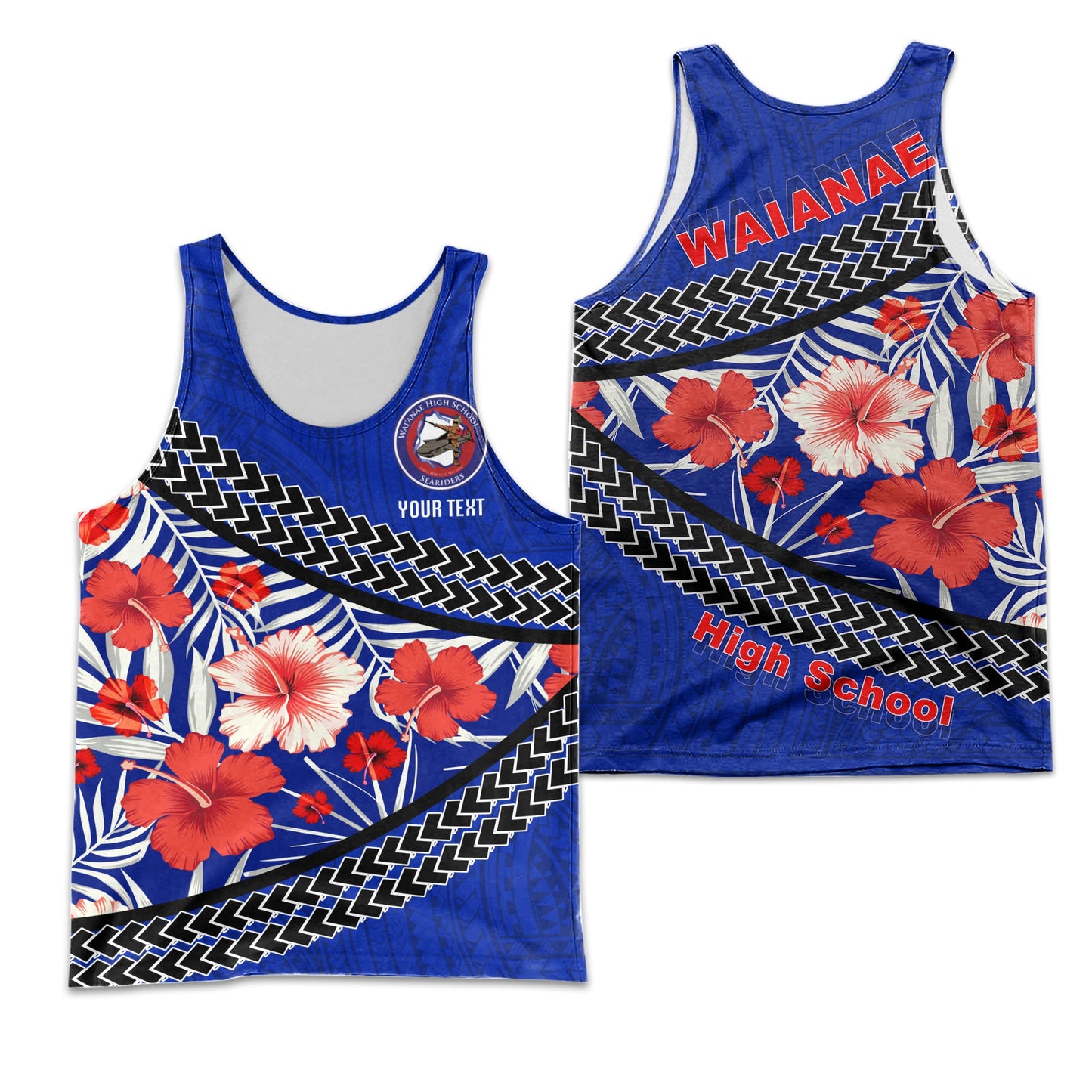 Custom Personalised Waianae High School Men's Tank Hawaiian Hibiscus Flowers