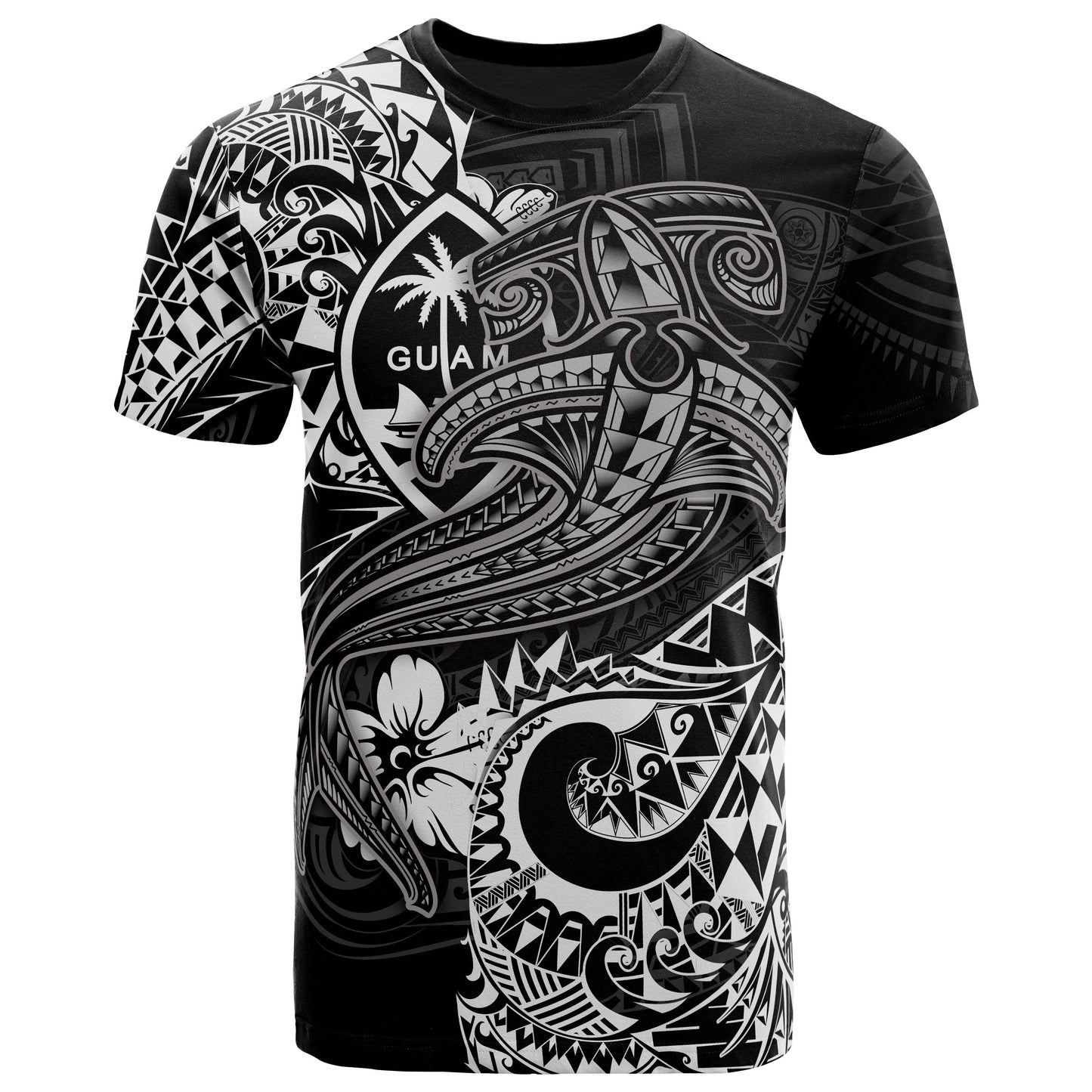 Guam Polynesian T-Shirt - White Shark Polynesian Tattoo