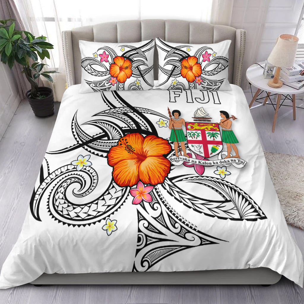 Fiji Bedding Set Hibiscus With Tribal White