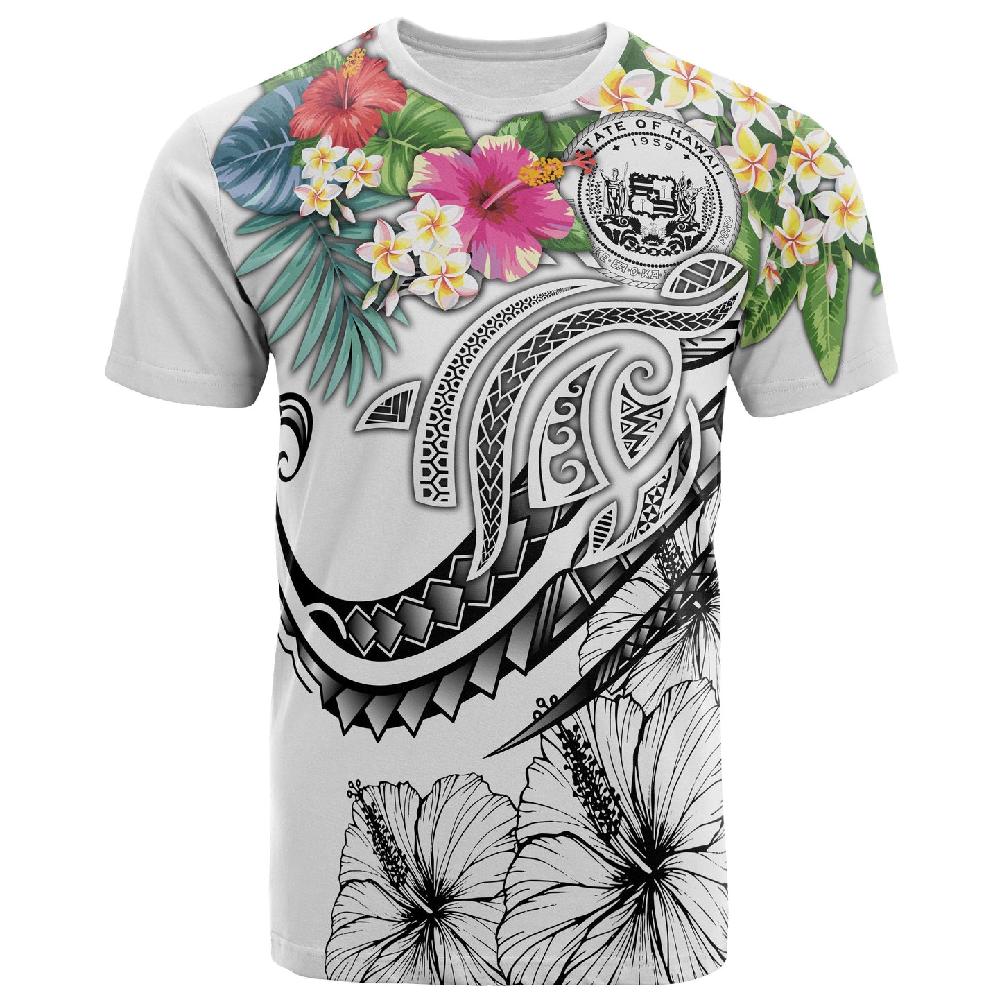 Polynesian Hawaii T - Shirt - Summer Plumeria White