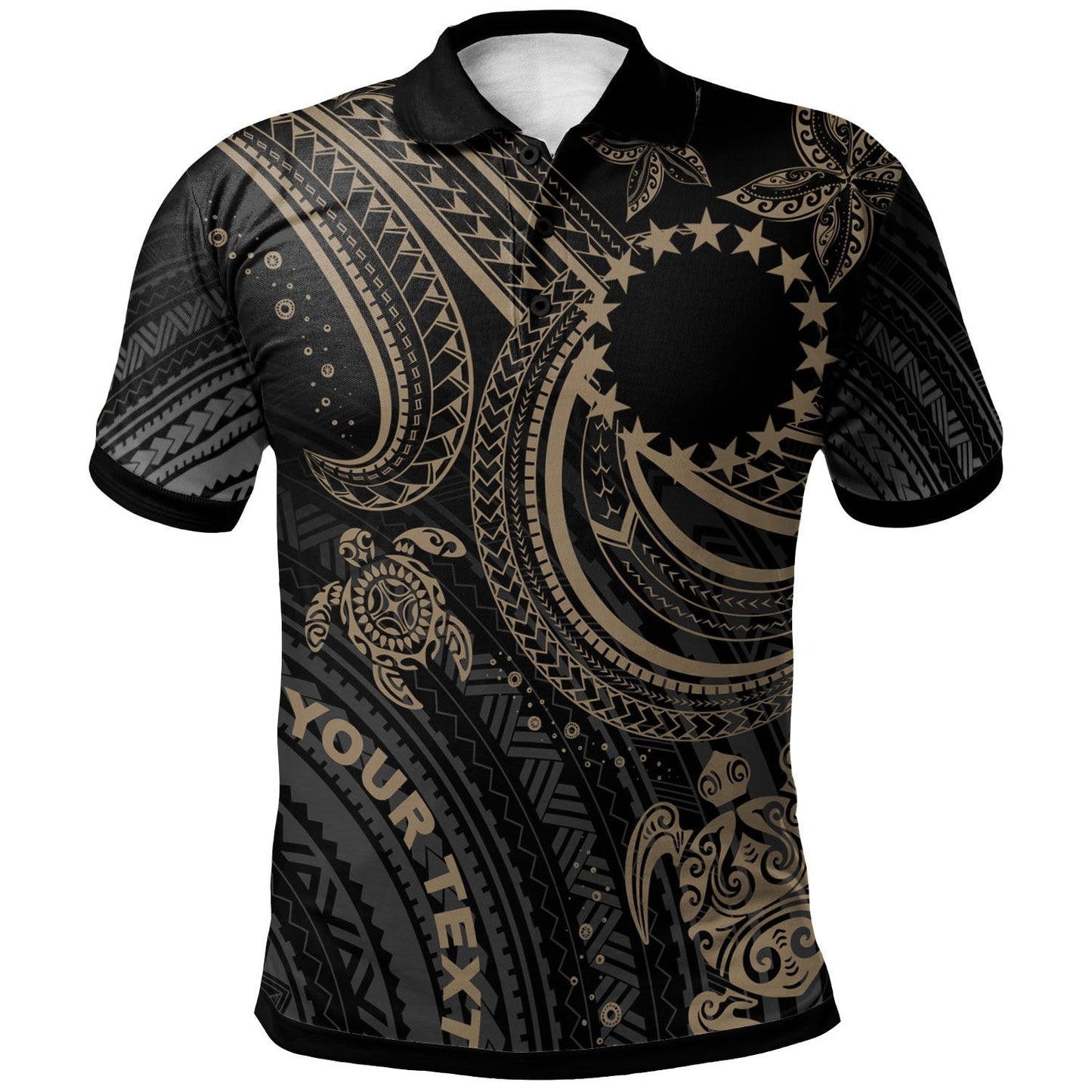 Cook islands Custom Personalised Polo Shirt - Gold Turtle
