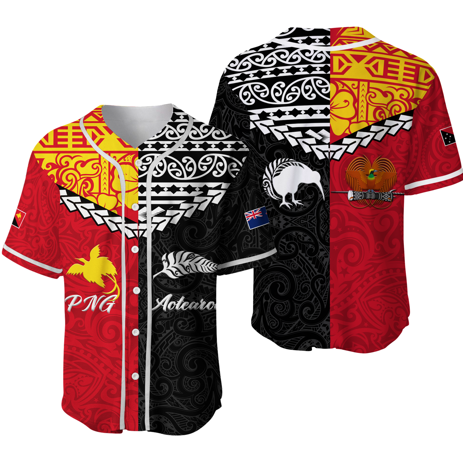 Papua New Guinea Combine New Zealand Maori Aotearoa Heritage Baseball Jersey
