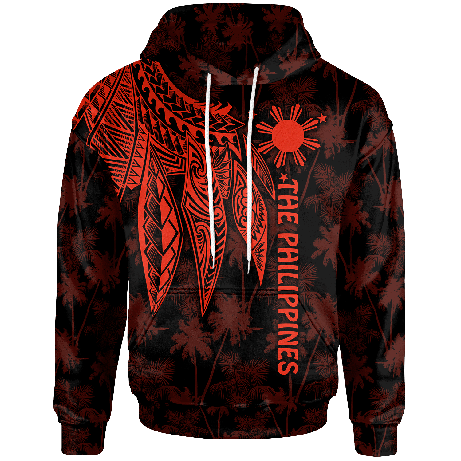 The Philippines Hoodie Polynesian Wings Red