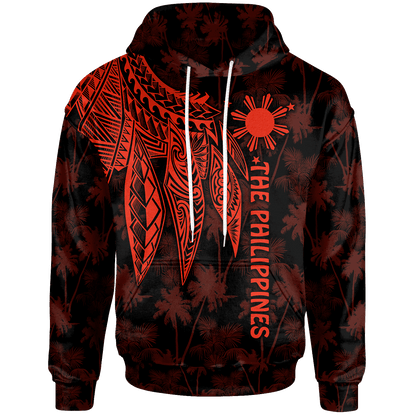 The Philippines Hoodie Polynesian Wings Red