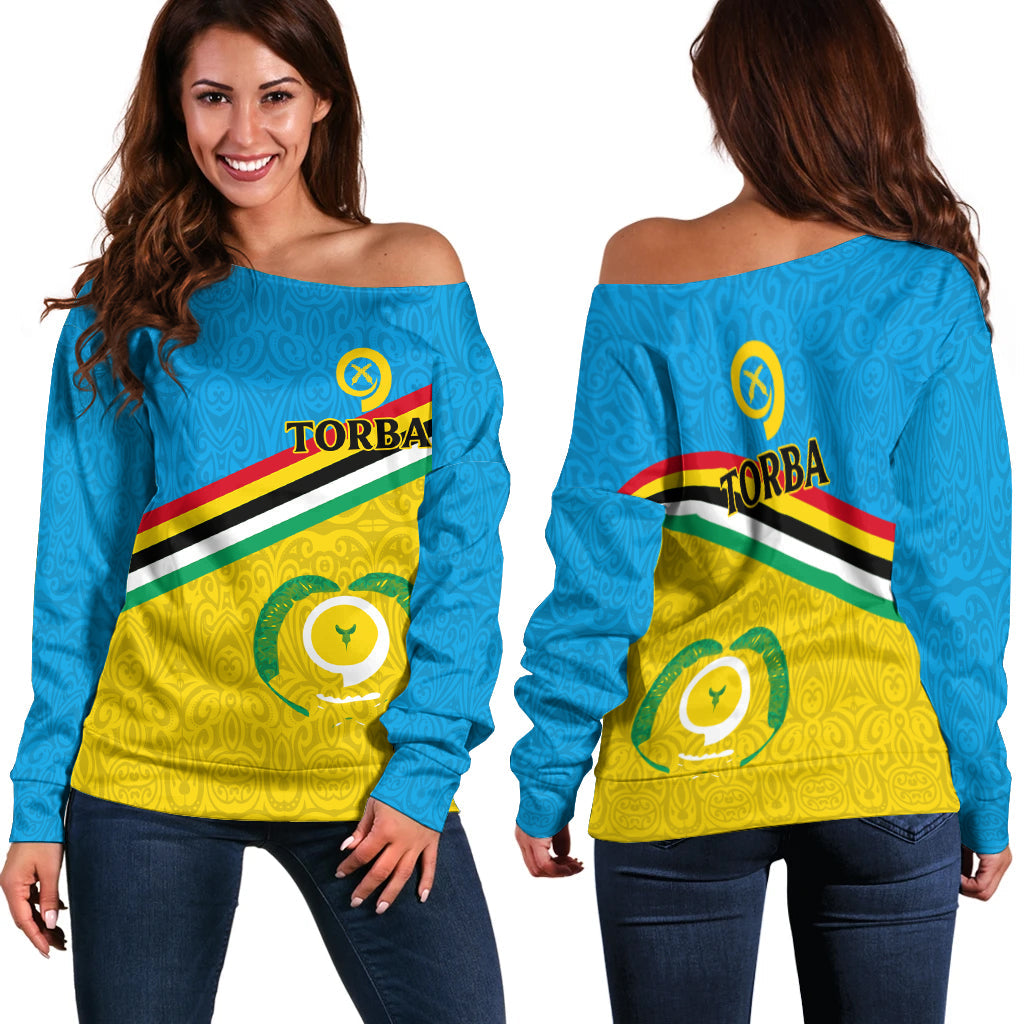 Vanuatu Torba Province Women's Off Shoulder Sweaters Flag Style