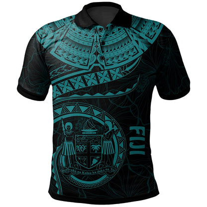 Fiji Polynesian Polo Shirt - Fiji Waves Turquoise