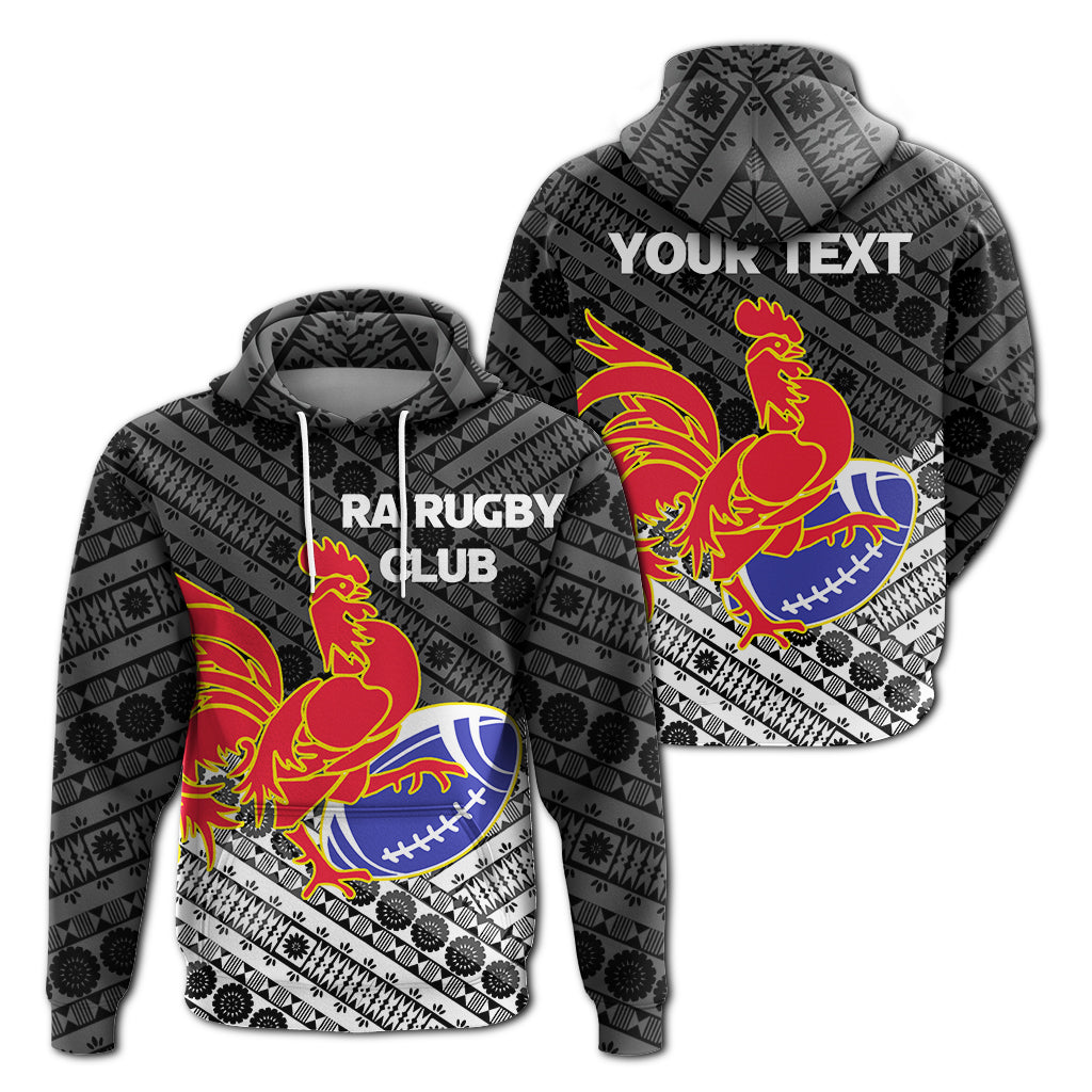 ( Personalised) Ra Rugby Club Union Fiji Hoodie Tapa Pattern Black
