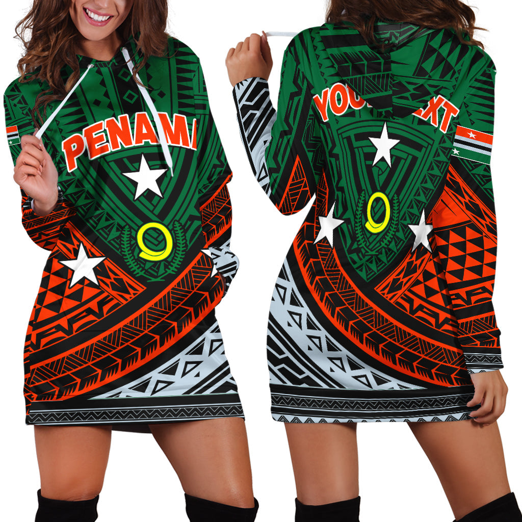 Custom Personalised Vanuatu Penama Province Tribal Pattern Hoodie Dress