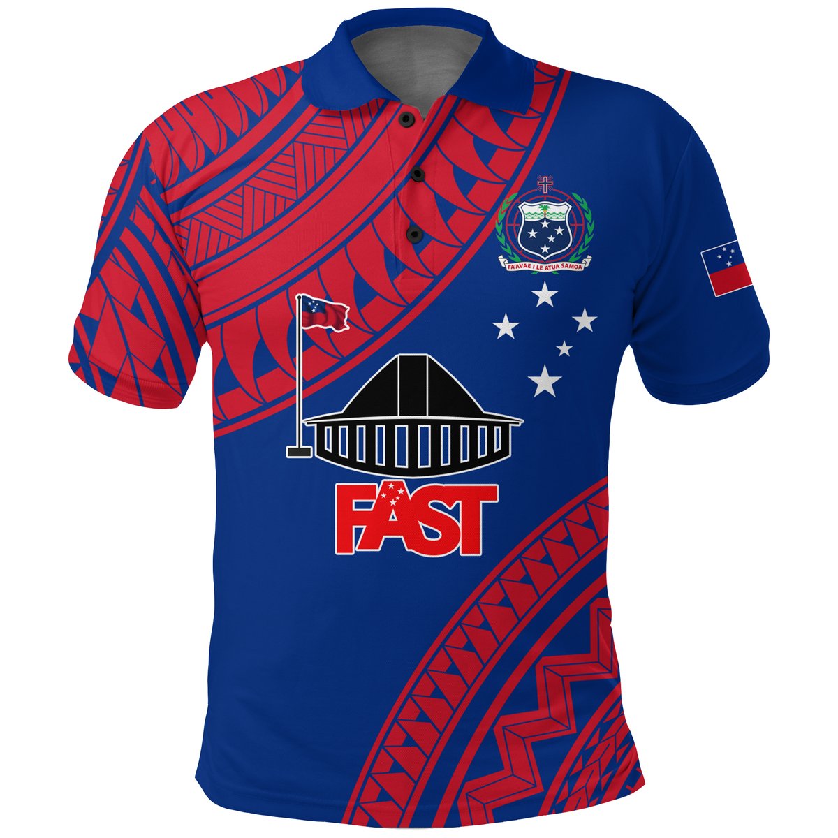 F.A.S.T Samoa Polo Shirt - Samoan Pattern -