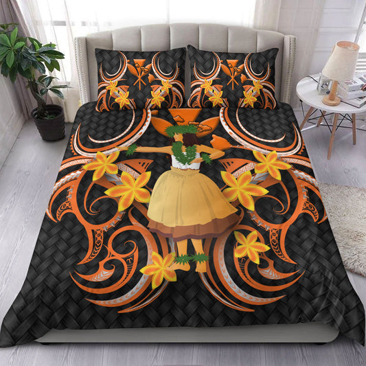 Hawaii Hula Girl Floral Bedding Set