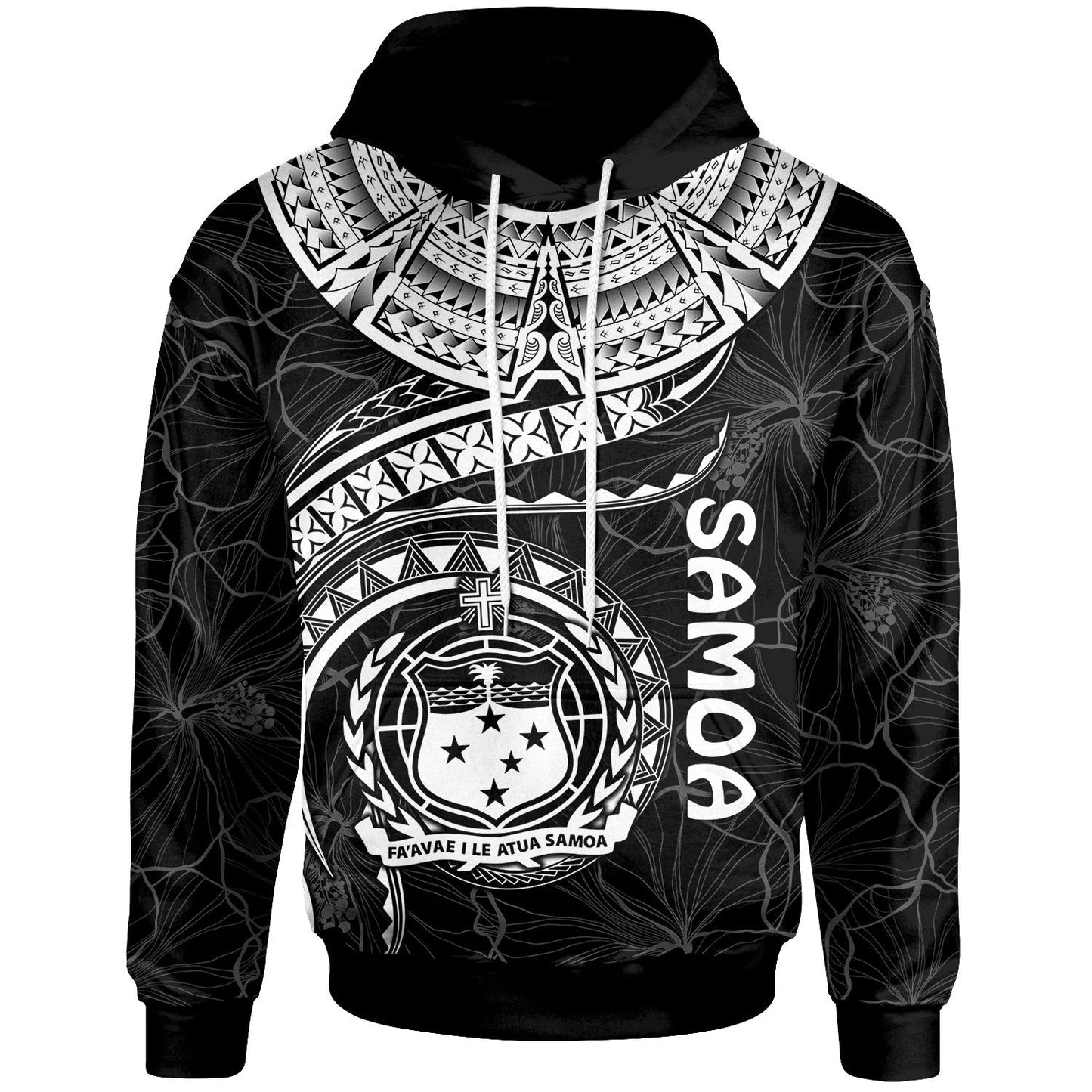 Polynesian Samoa Hoodie Samoan Waves White