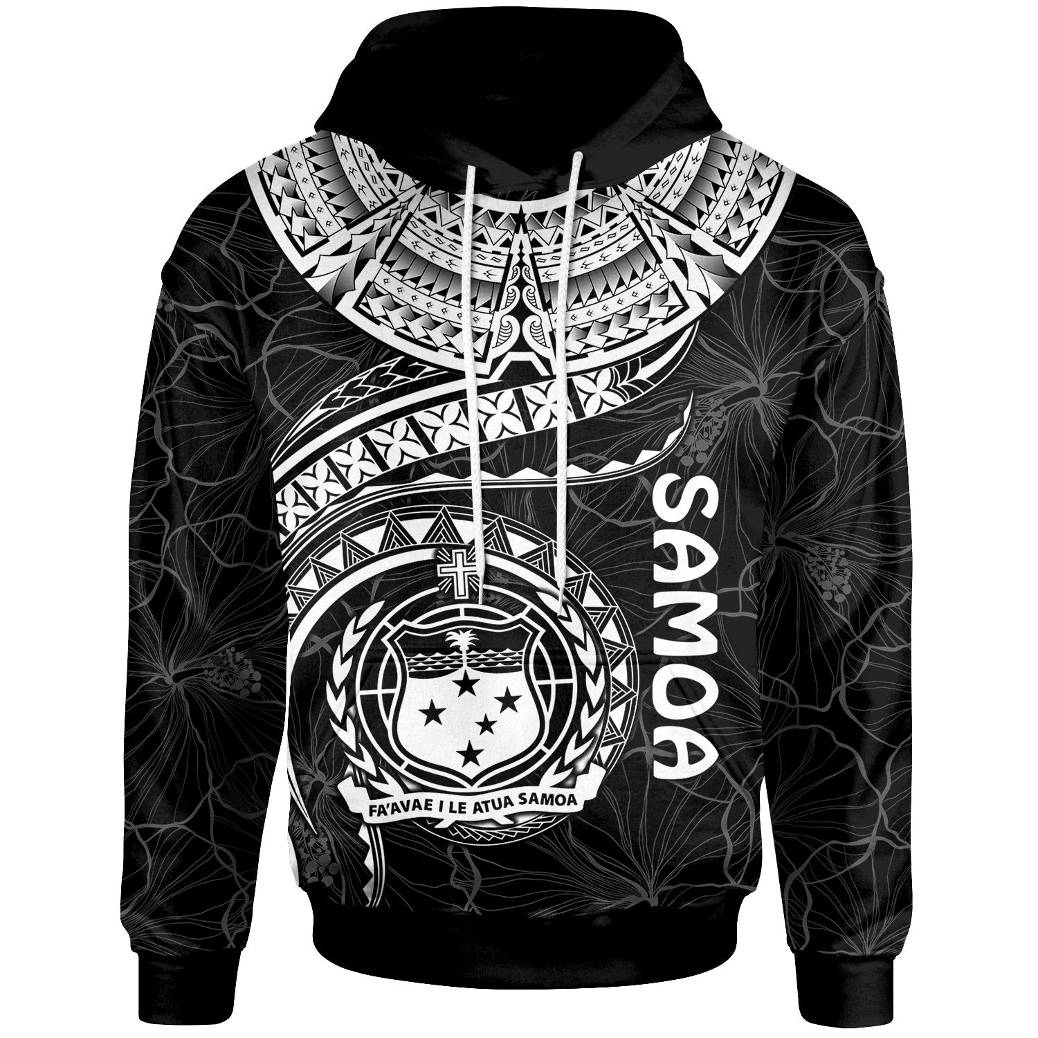 Polynesian Samoa Hoodie Samoan Waves White
