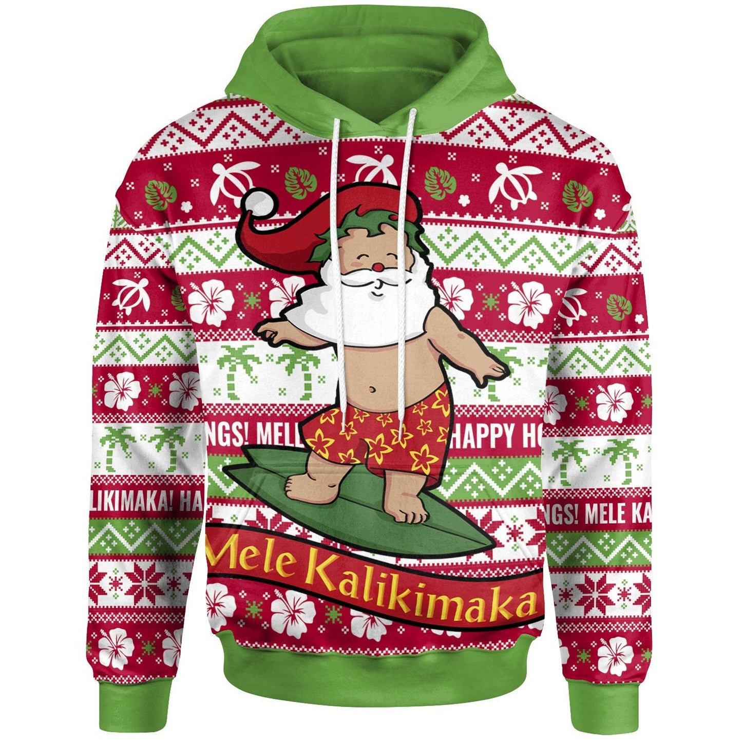 Hawaii Christmas Hoodie Santa Surfing