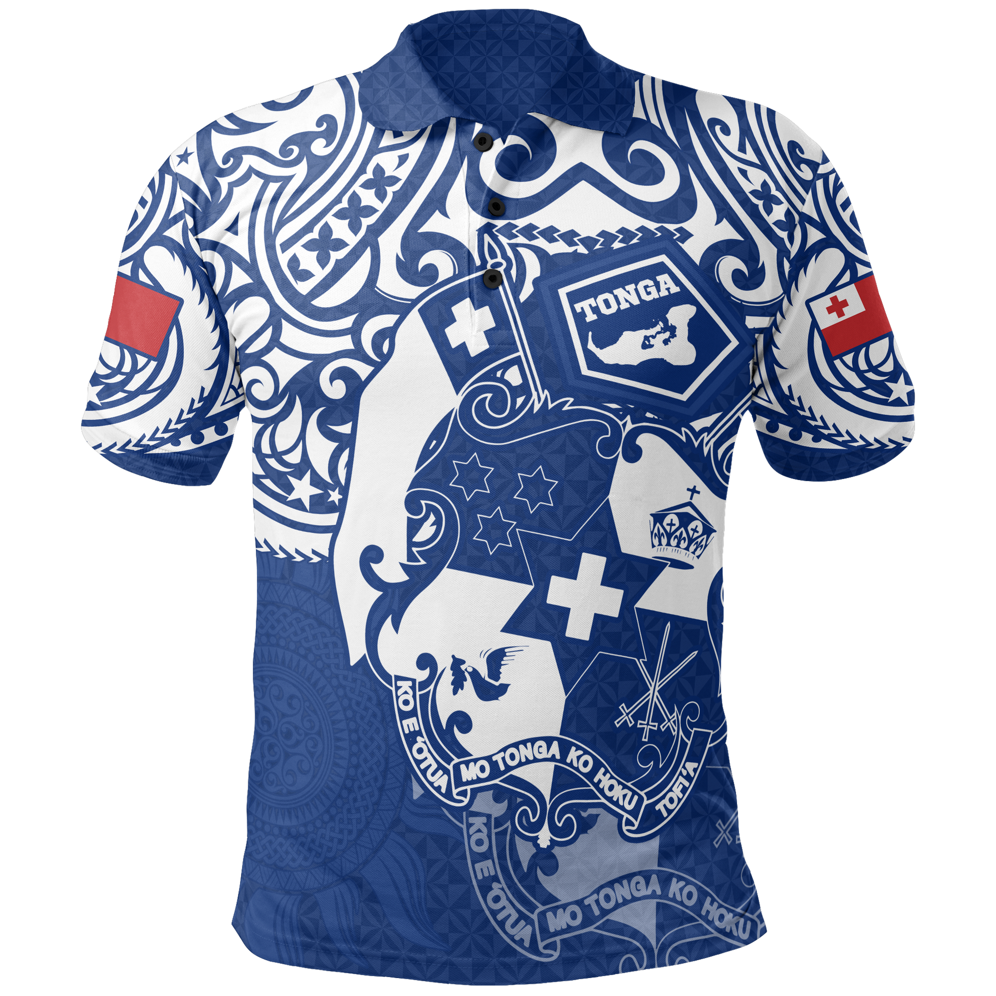 Tonga Polo Shirt - Tongan FLag Coat Of Arms Pride Bright Blue