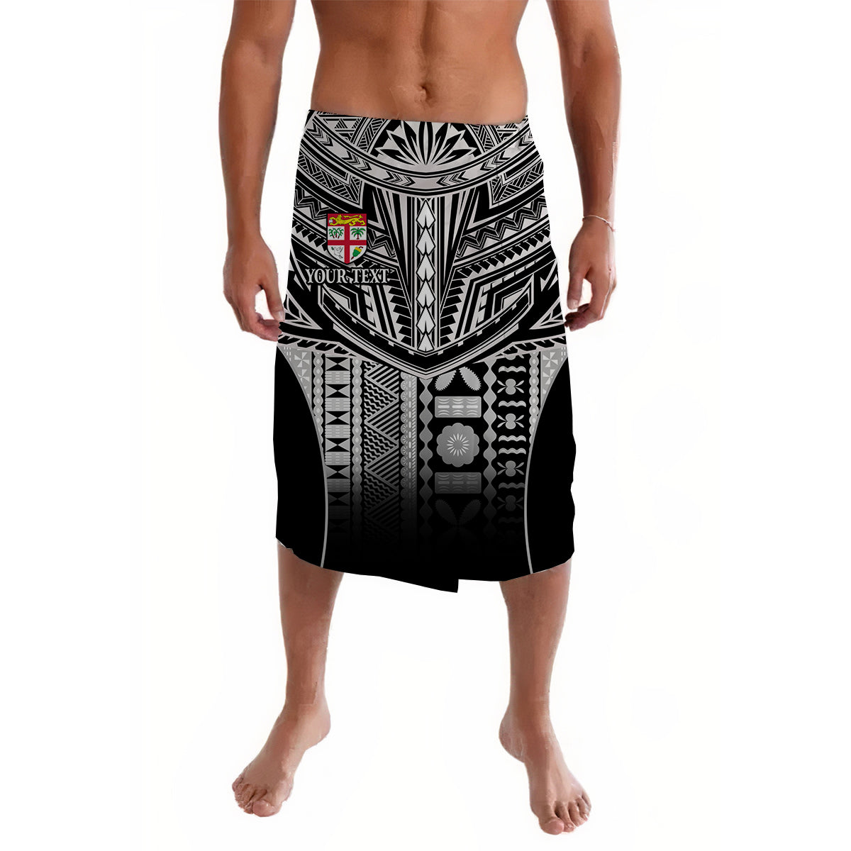 (Custom Personalised) Fiji Faithful Lavalava Version Black