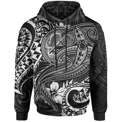 American Samoa Hoodie White Shark Polynesian Tattoo