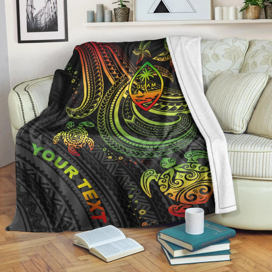 Guam Custom Personalised Premium Blanket Reggae Turtle