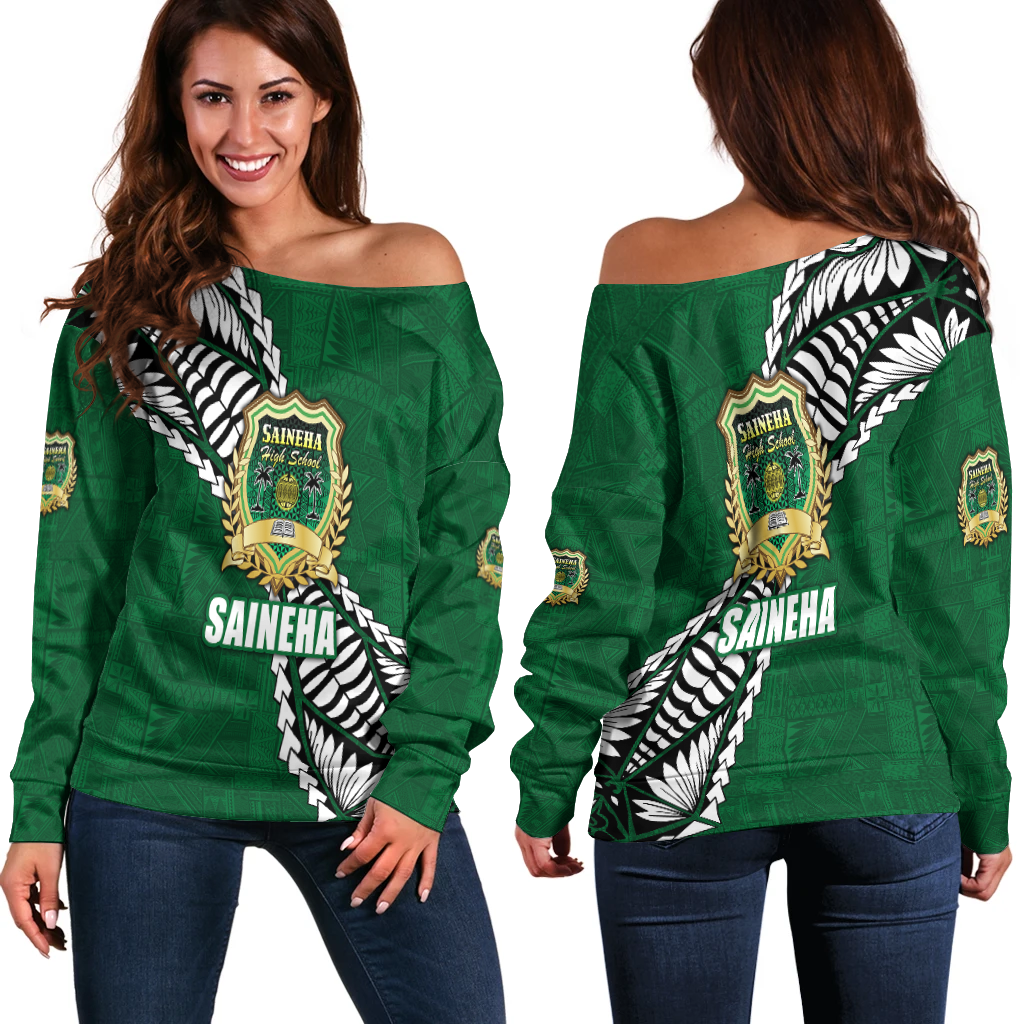 Tonga Saineha High School Tongan Patterns Women Off Shoulder Sweater