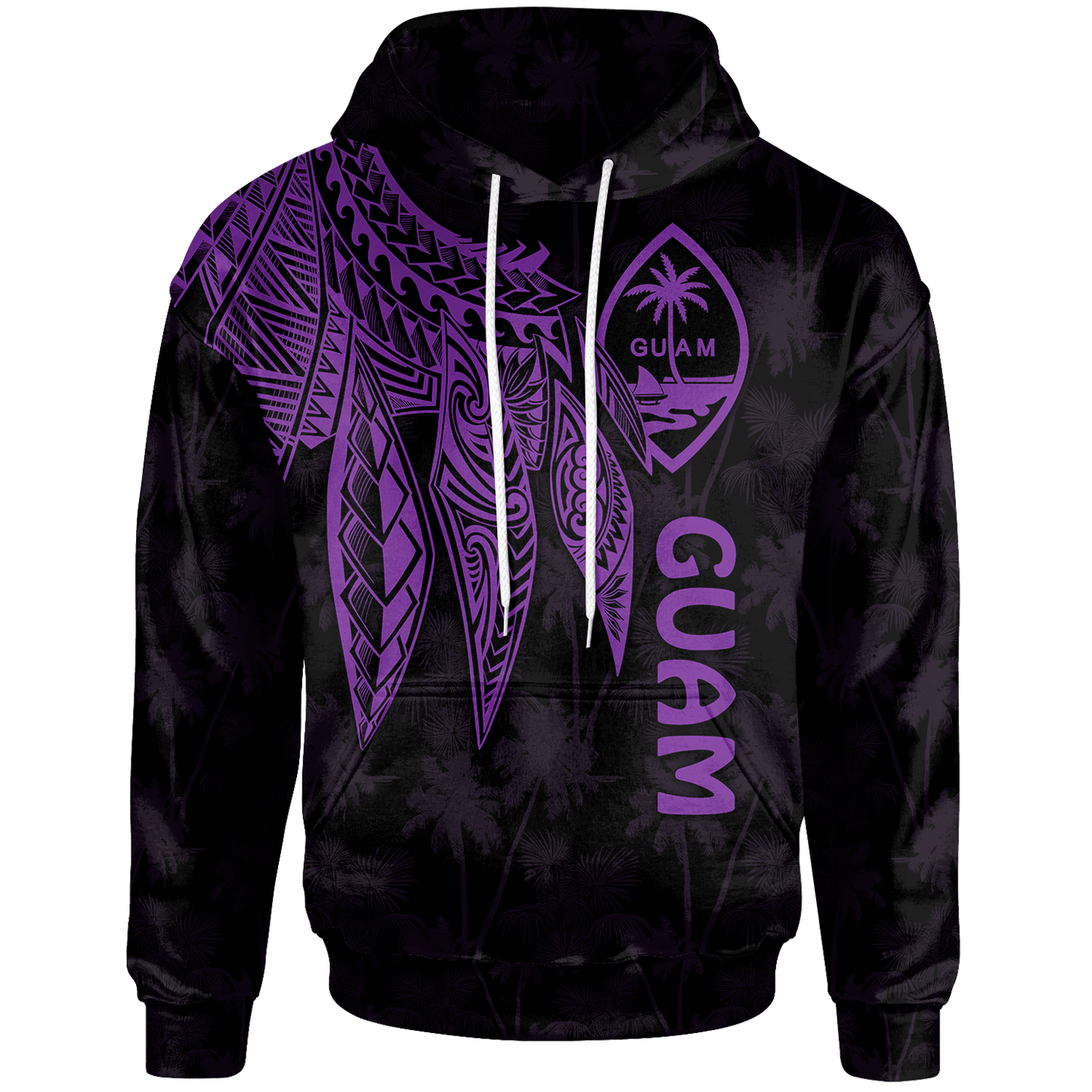 Guam Hoodie Polynesian Wings Purple