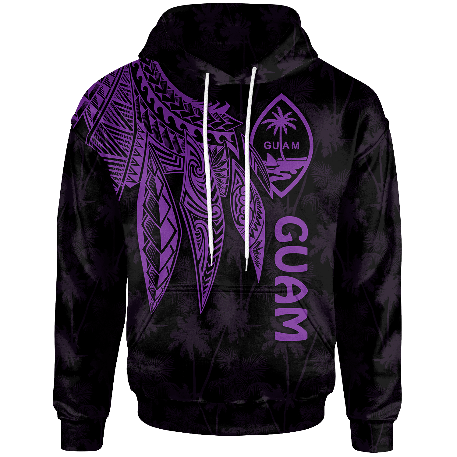 Guam Hoodie Polynesian Wings Purple