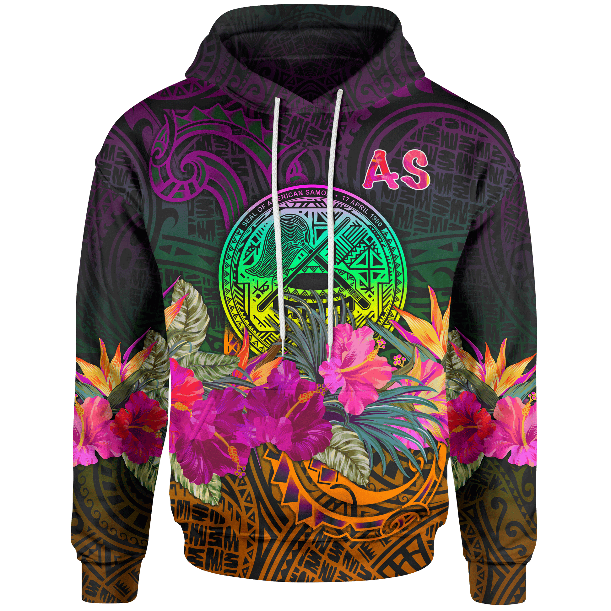 American Samoa Hoodie Summer Hibiscus