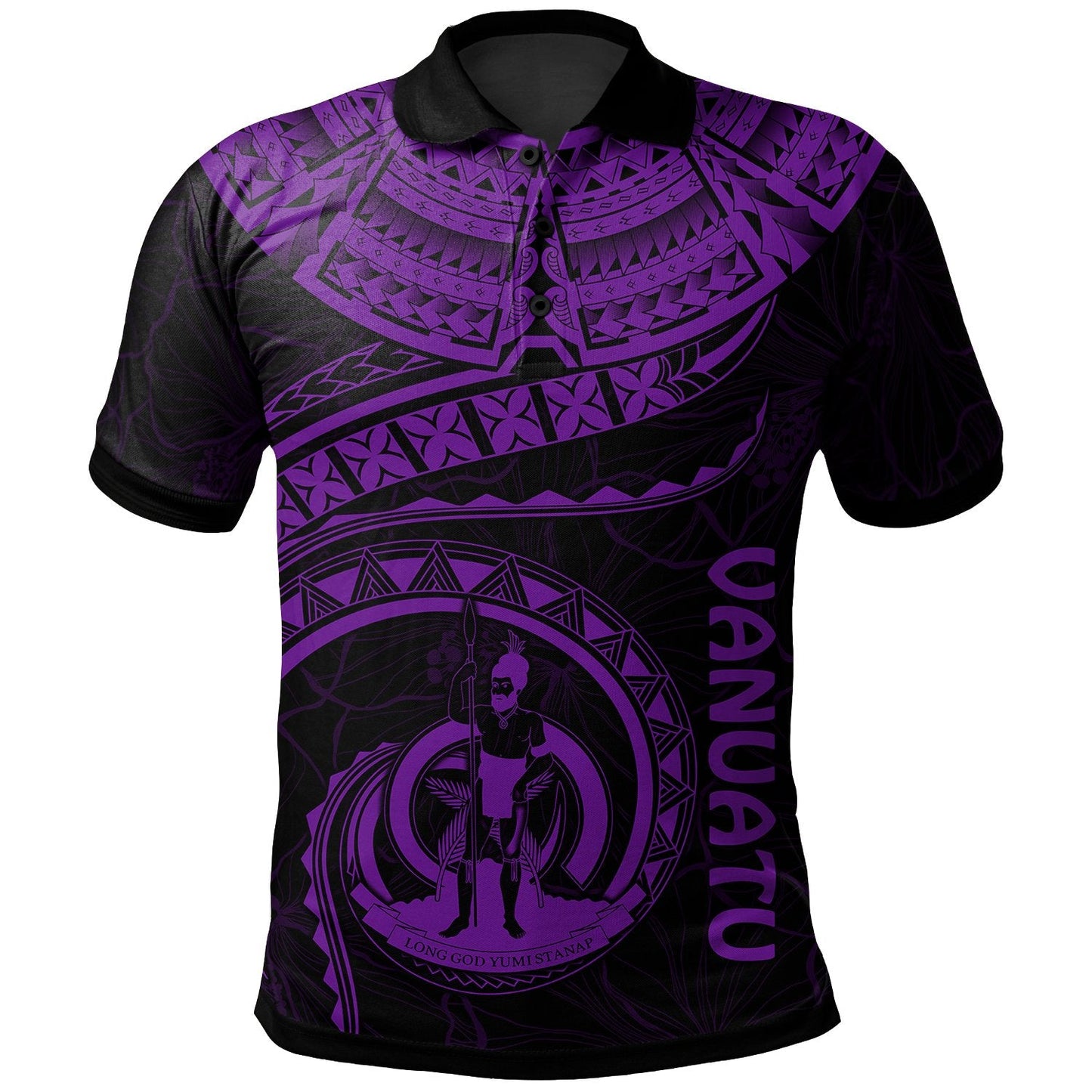 Vanuatu Polynesian Polo Shirt - Vanuatu Waves Purple