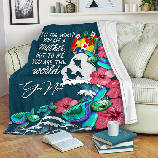 Custom Personalised Tahiti Mothers Day With Green Turtle Blanket