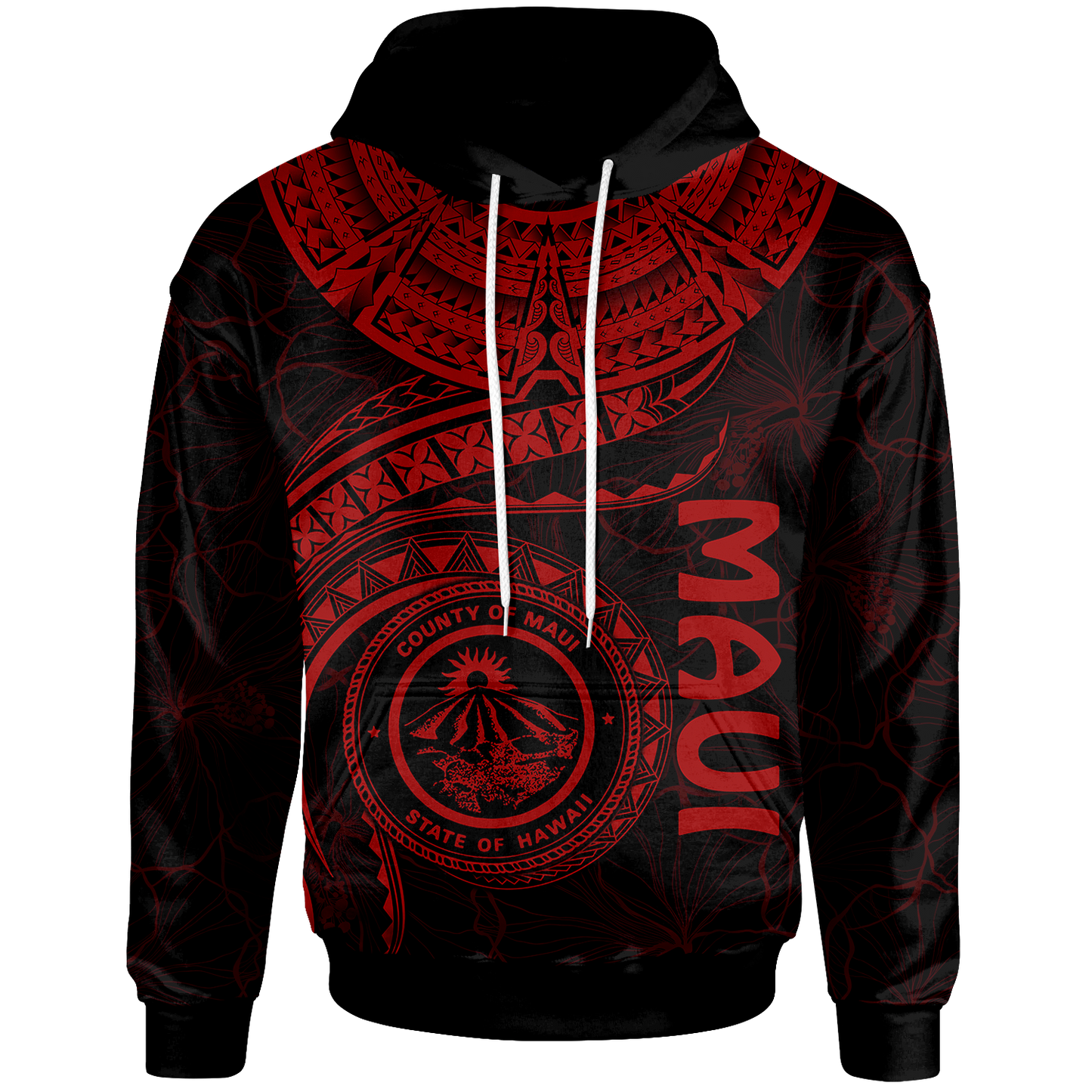 Polynesian Hawaii Hoodie Maui Polynesian Waves Red
