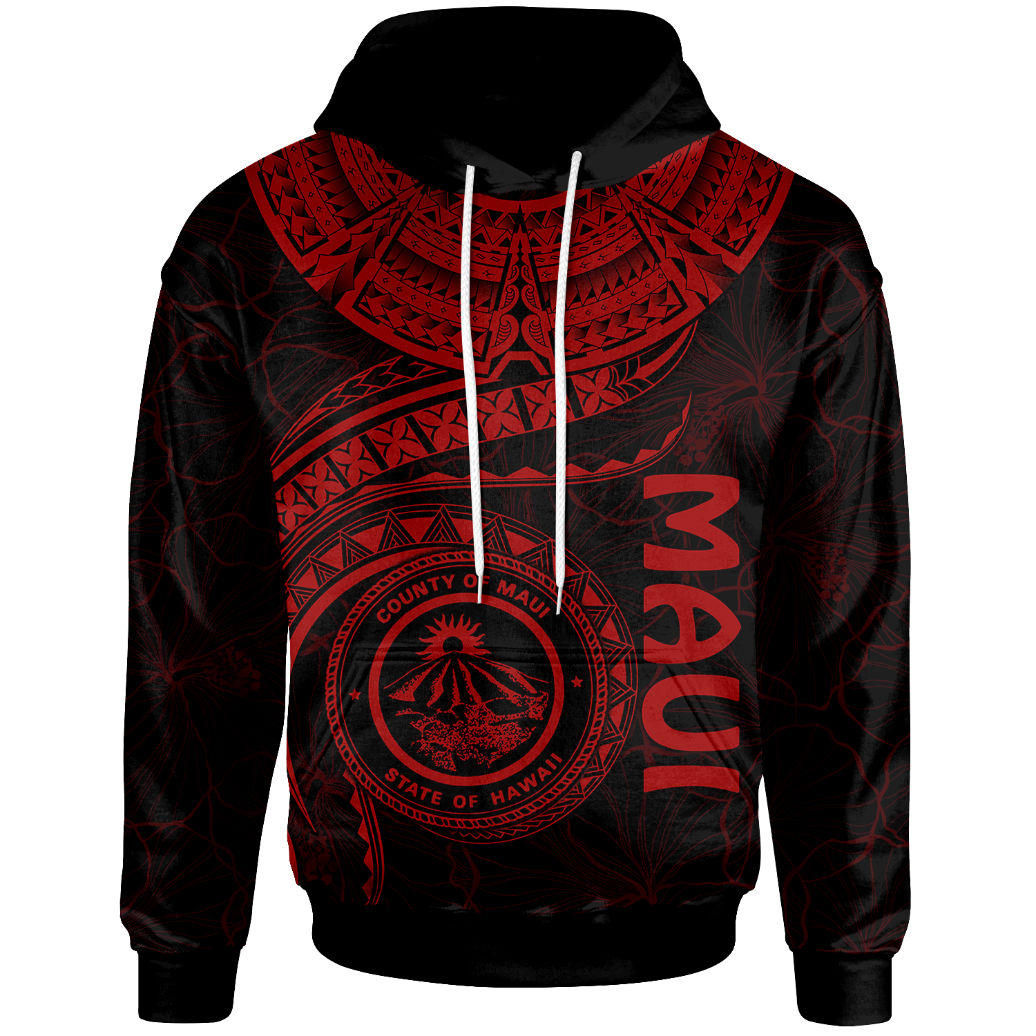 Polynesian Hawaii Hoodie Maui Polynesian Waves Red