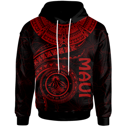 Polynesian Hawaii Hoodie Maui Polynesian Waves Red