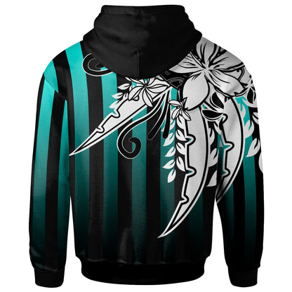 Chuuk Hoodie Cyan Vertical Stripes Style