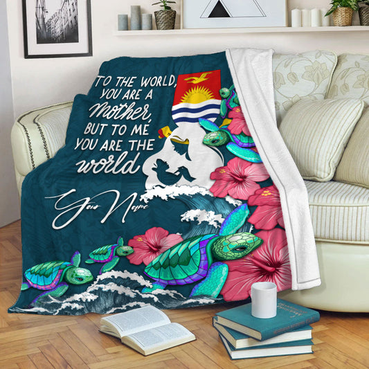Custom Personalised Kiribati Mothers Day With Green Turtle Blanket