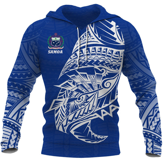 Samoa Rugby Hoodie Samoa Coat Of Arms Polynesian Tattoo Style K4