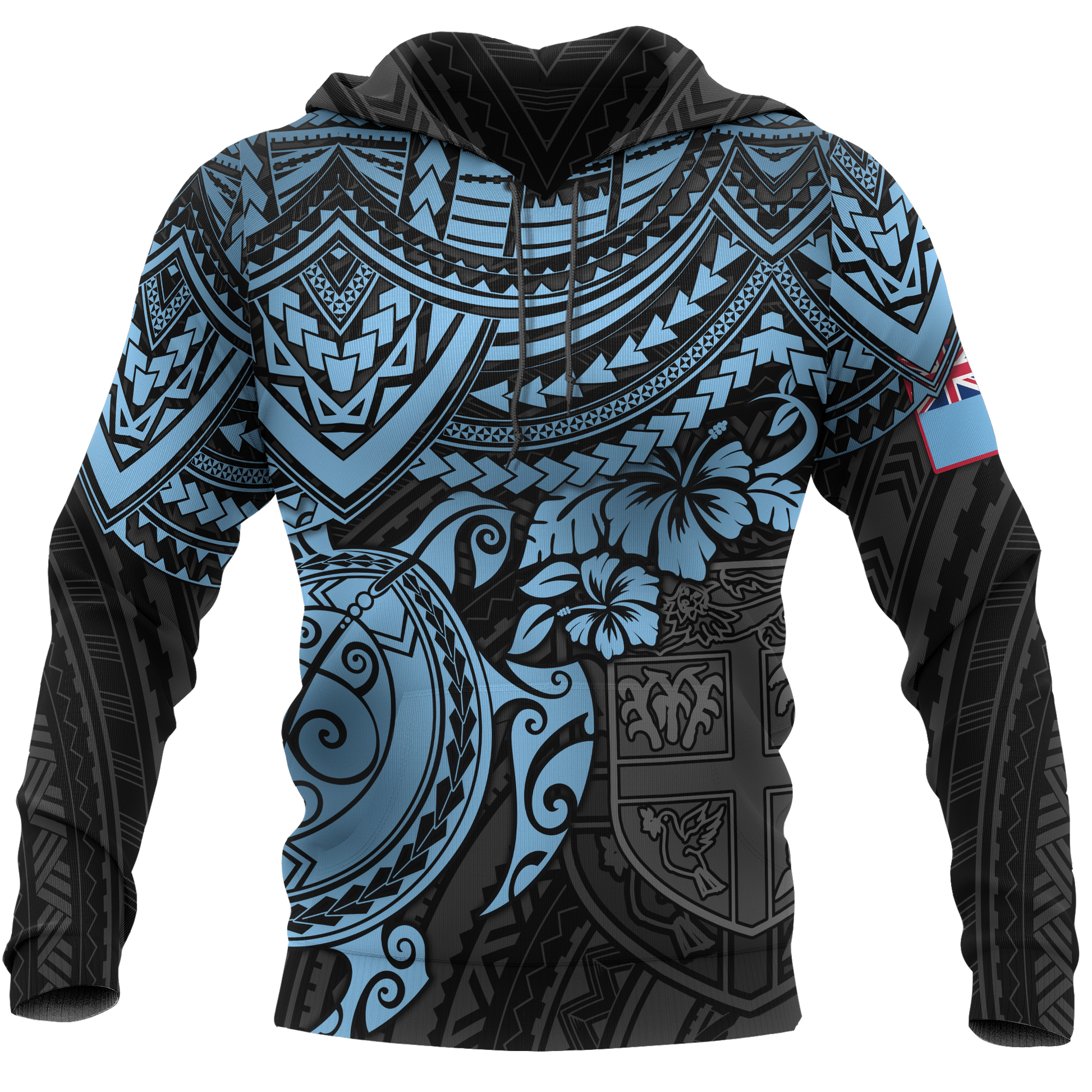 Fiji Polynesian Hoodie Blue Turtle