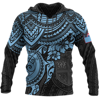 Fiji Polynesian Hoodie Blue Turtle