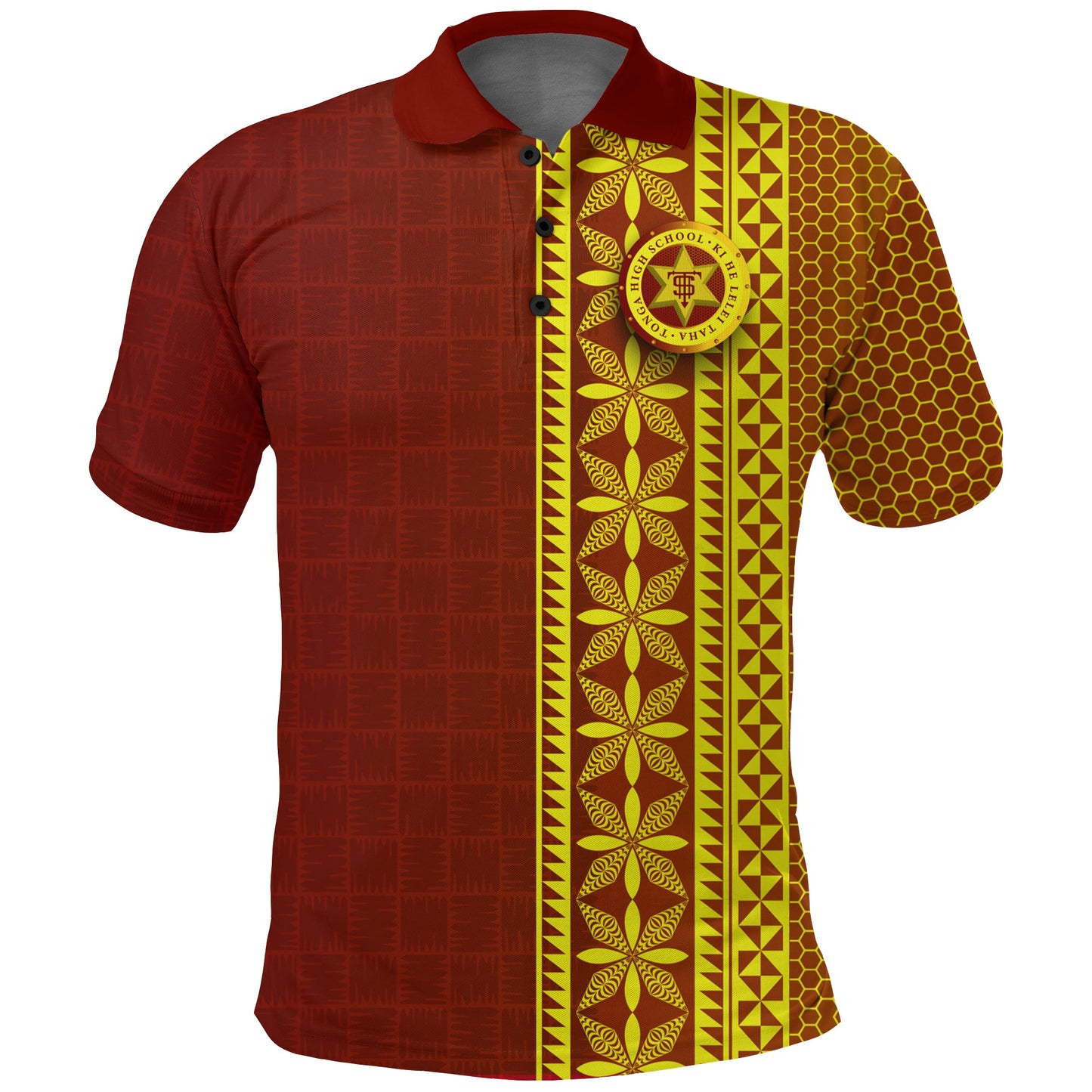 Tonga High School Polo Shirt - Ngatu Pattern -