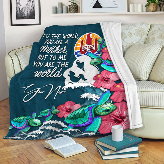 Custom Personalised Tahiti Mothers Day With Green Turtle Blanket