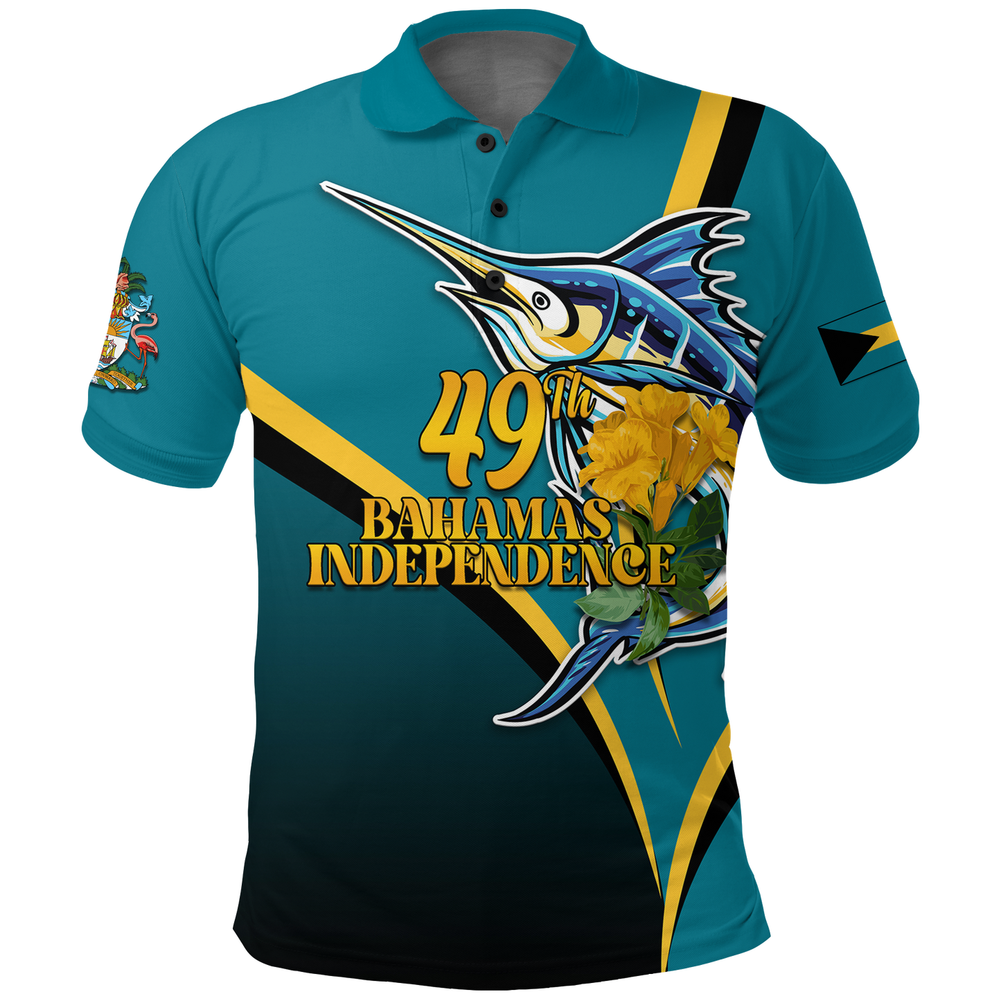 The Bahamas 49th Anniversary Independence Day Blue Marlin Polo Shirt