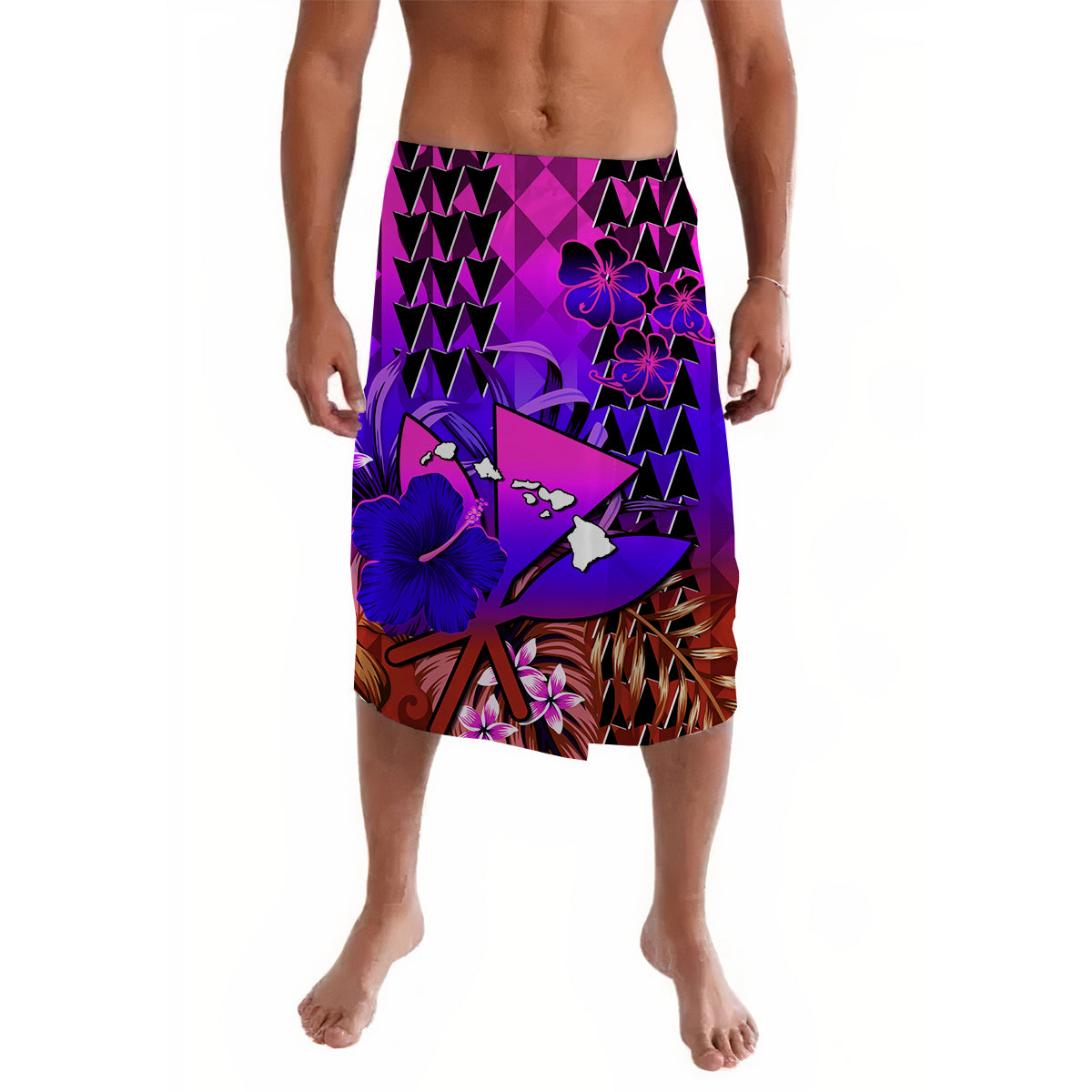 Hawaii Flowers Lavalava Purple Tribal Pattern Hawaiian