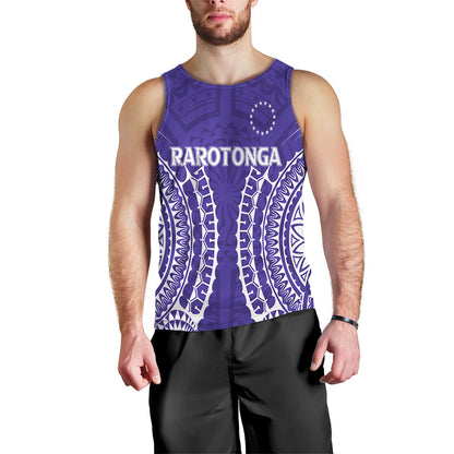 Custom Personalised Cook Islands Rarotonga Men Tank Top Purple Tribal Pattern