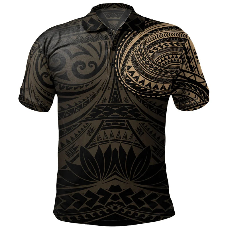 Polynesian Tribal Pattern Polo Shirt Island Tropical Black Men Shirt