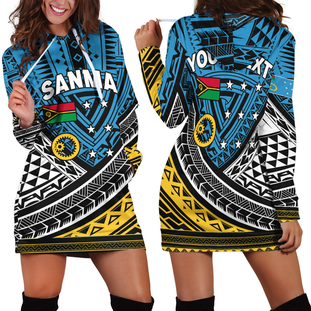 Custom Personalised Vanuatu Sanma Province Tribal Pattern Hoodie Dress
