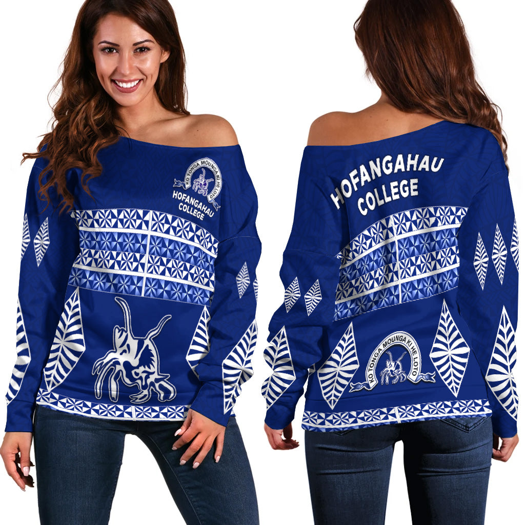 Hofangahau College Off Shoulder Sweater 'Eua Tonga Pattern