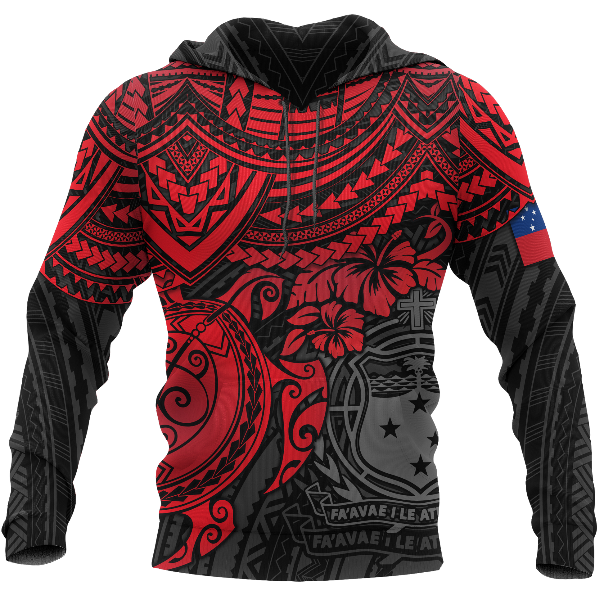 Samoa Polynesian Hoodie Red Turtle