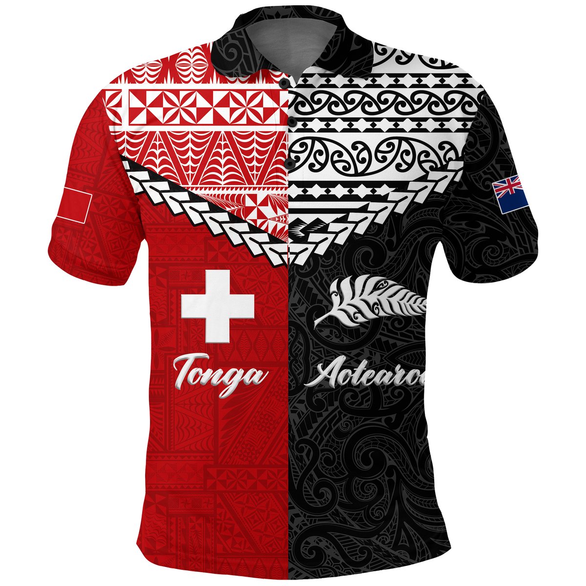 Tonga Combine New Zealand Maori Aotearoa Heritage Polo Shirt