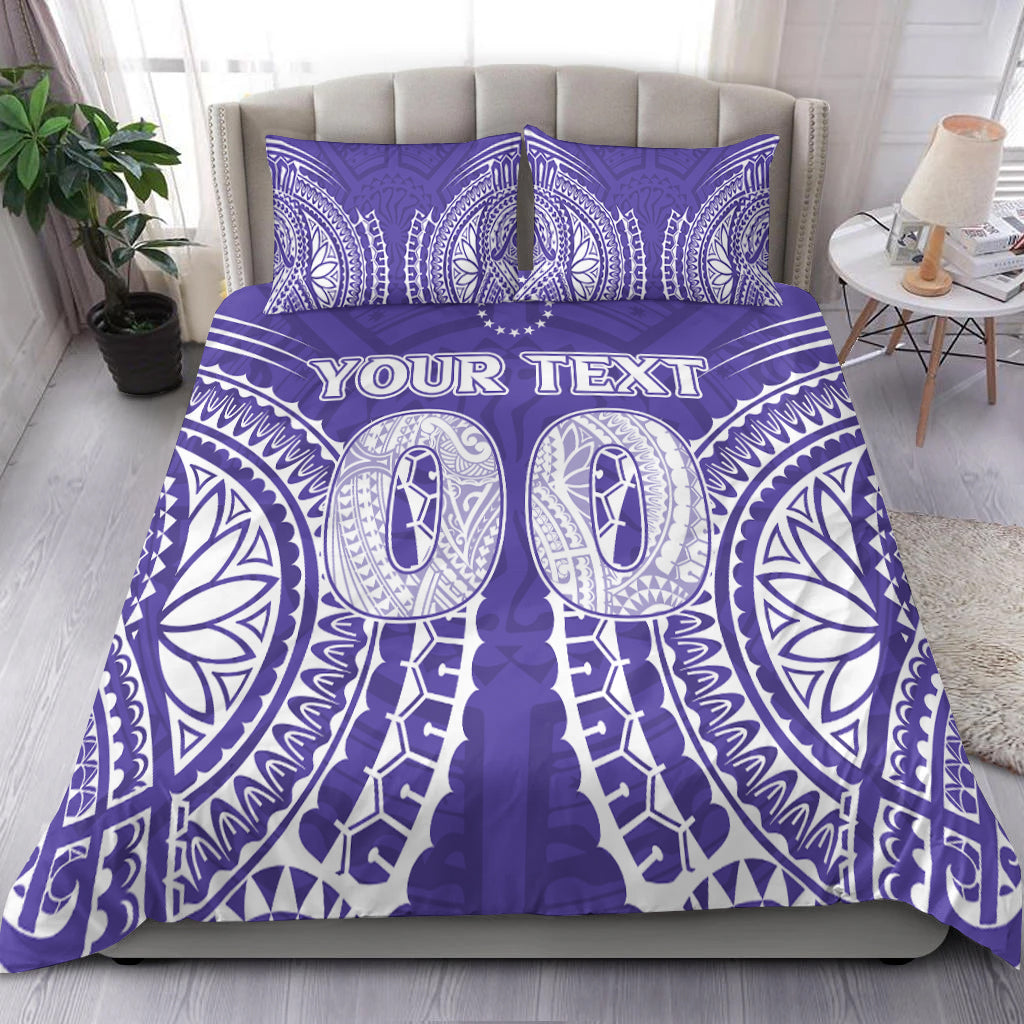 (Custom Personalised) Cook Islands Rarotonga Bedding Set Purple Tribal Pattern