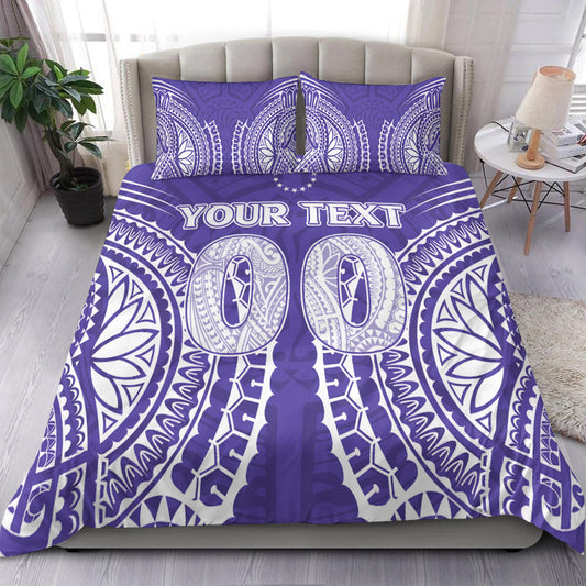 (Custom Personalised) Cook Islands Rarotonga Bedding Set Purple Tribal Pattern