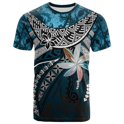Polynesian T Shirt Fanciful Forest Blue Color