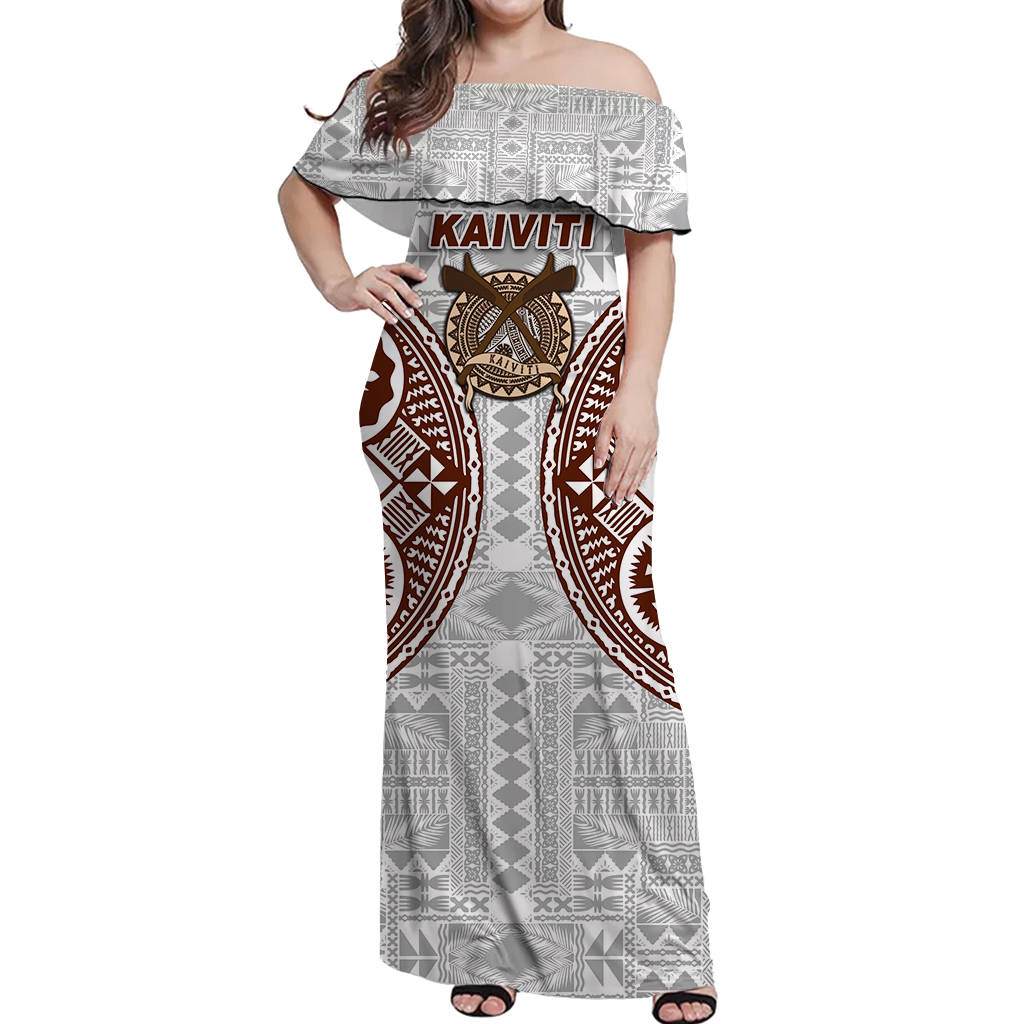 Fiji Kaiviti Tapa Pattern Women Off Shoulder Dress